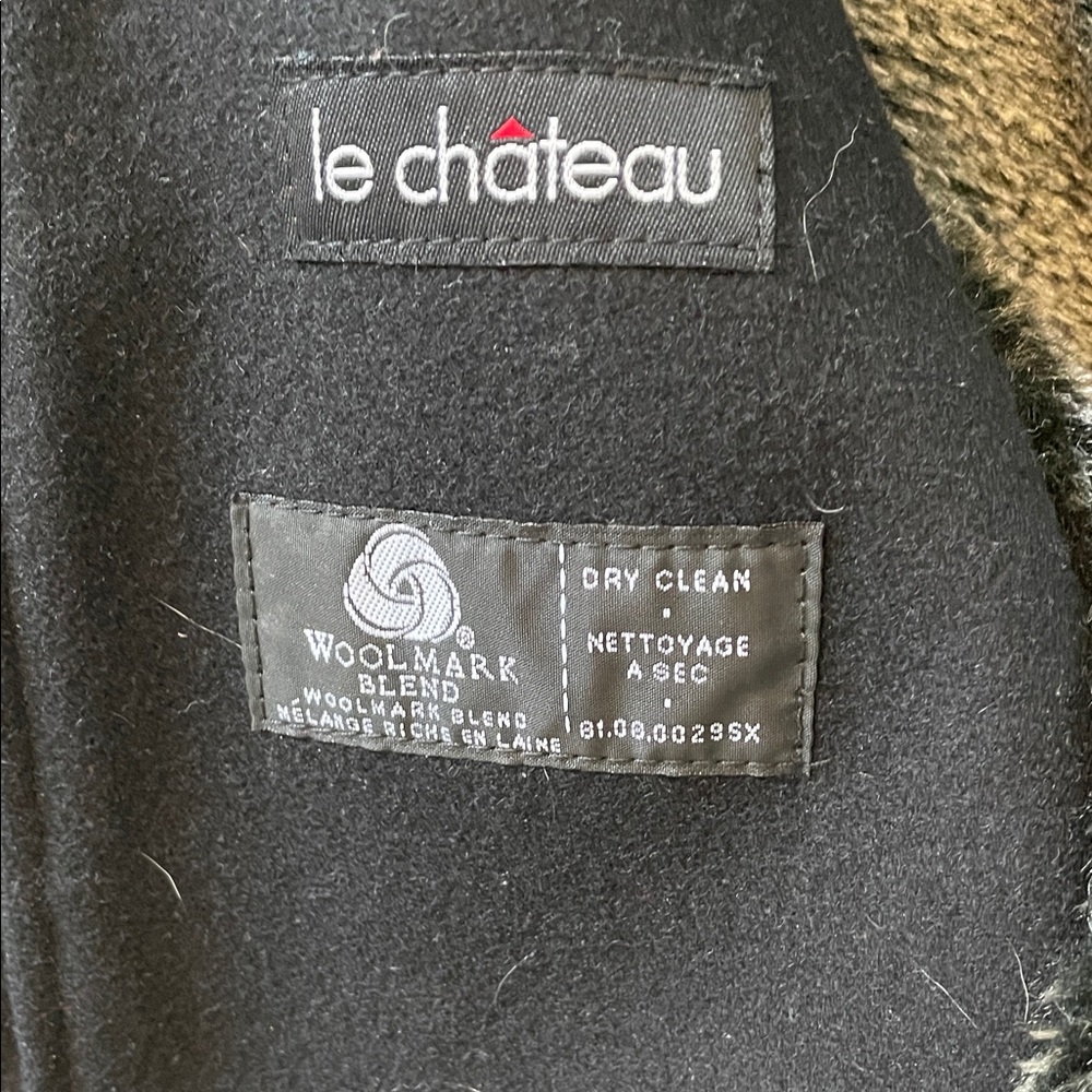 Le Chateau Black Wool Coat with removable hood - Picture 7 of 13